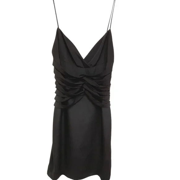Rag & Bone Black Silk Dress Size 4 With Spaghetti Straps Wrap Accent - Picture 1 of 7